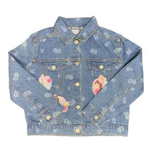 DreamWave Girl's Licensed Character Long Sleeve Denim Jacket with Patches - Blue